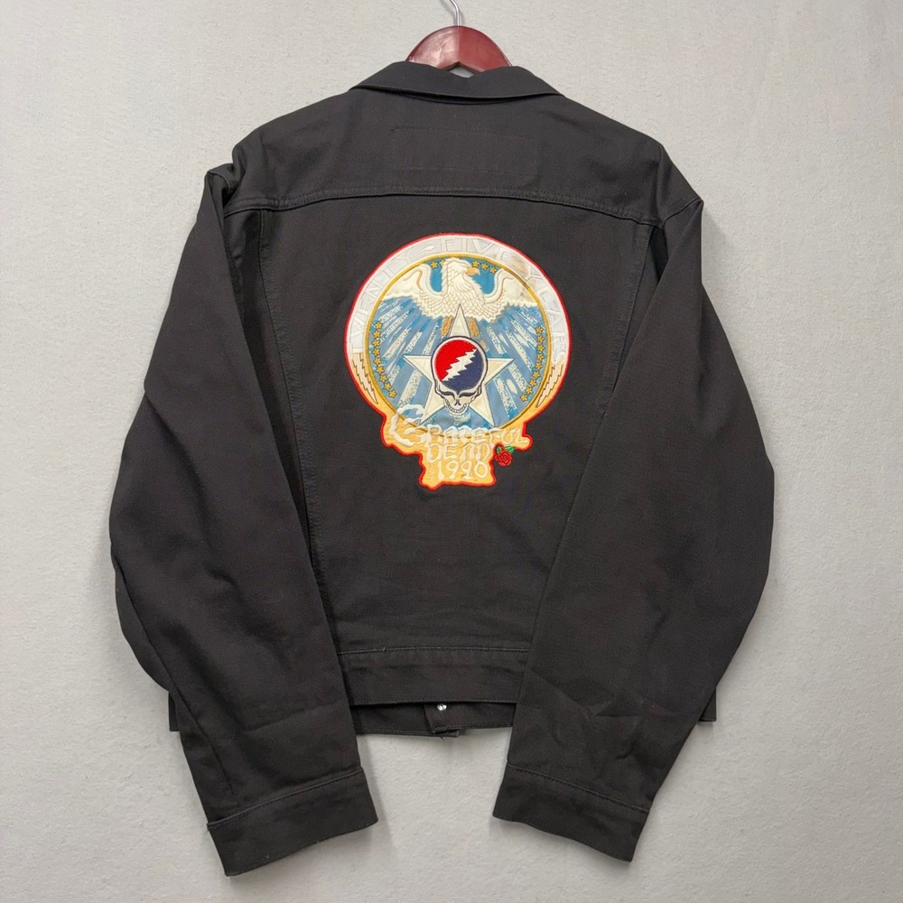 Rockware Grateful Dead Jacket Mens L Black 1990 World Tour Vintage Embroidered